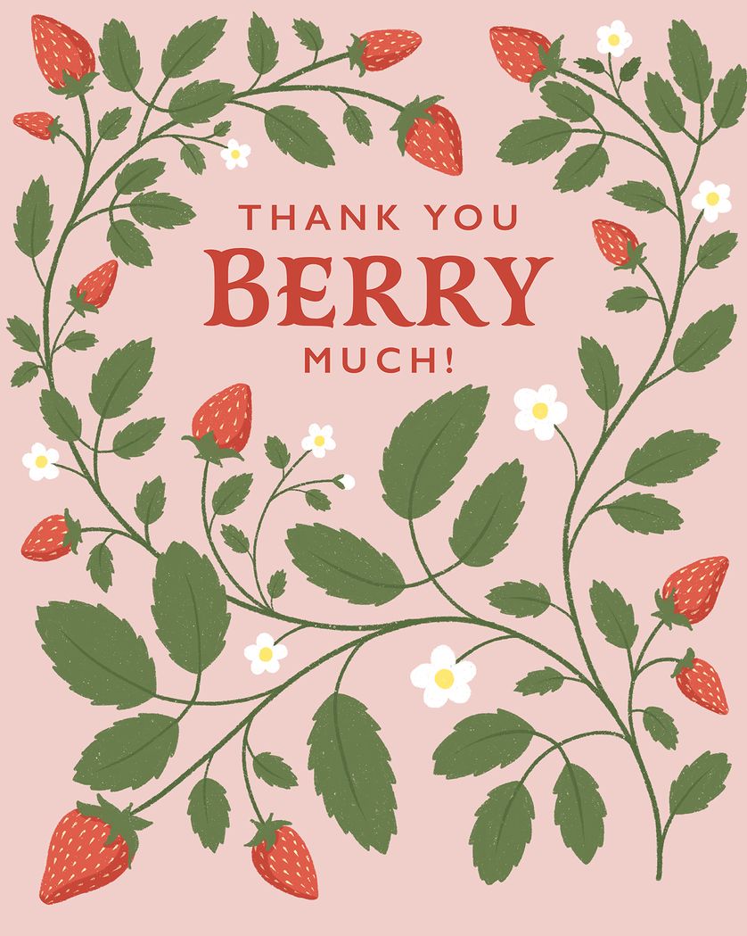 Card design "Strawberry thanks forever - group ecard"