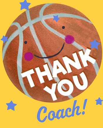 Use Smiley happy basketball - group thank you ecard