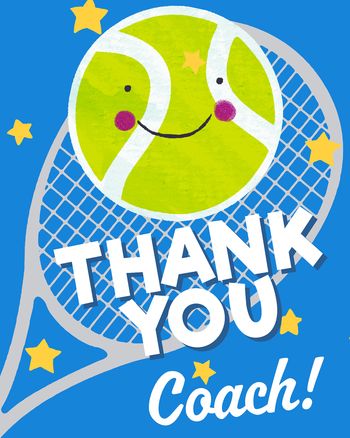 Use Happy Smiley Tennis - group teacher ecard