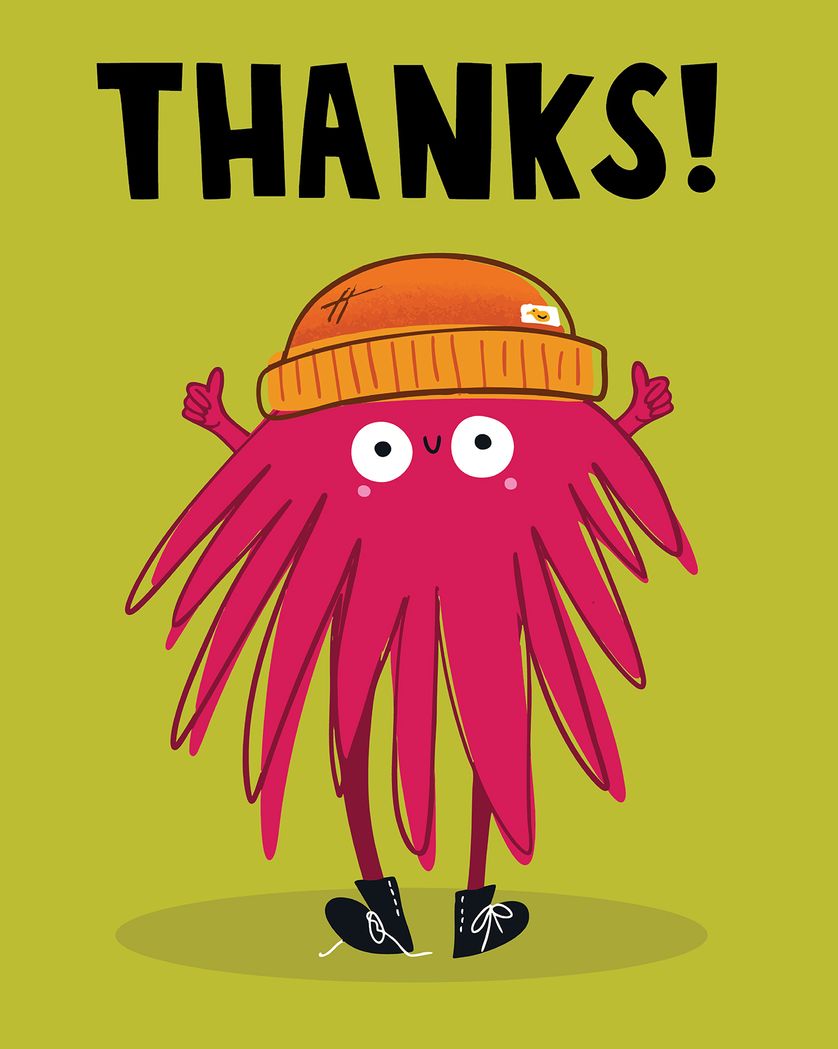 Card design "Fuzzy Thanks - group ecard"