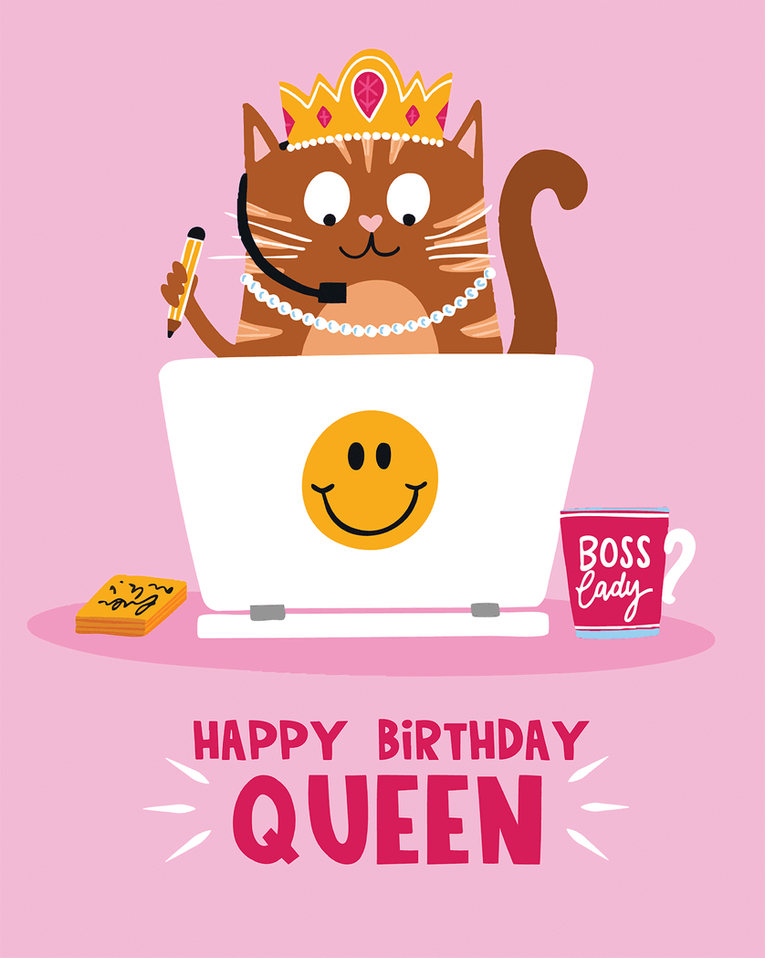 Card design "Birthday Queen - group ecard"
