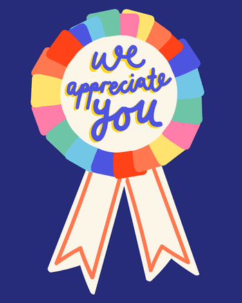 Use Bright Rosette - group appreciation ecard
