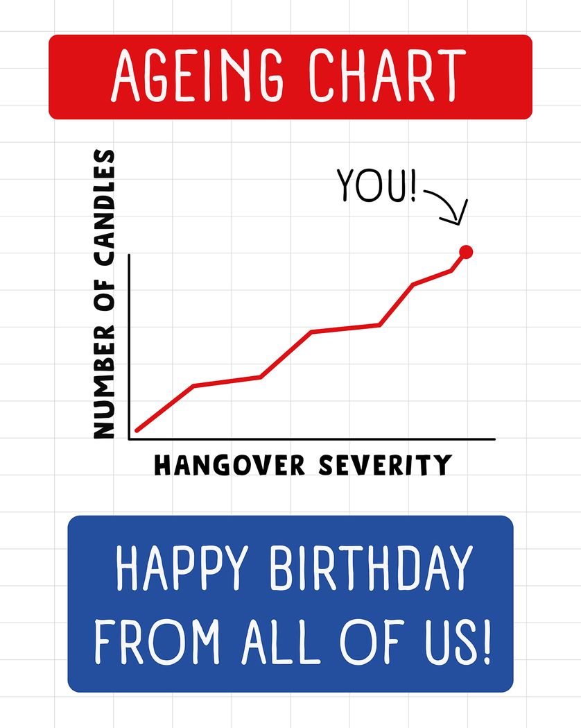 Card design "Old age graph - group birthday ecard"