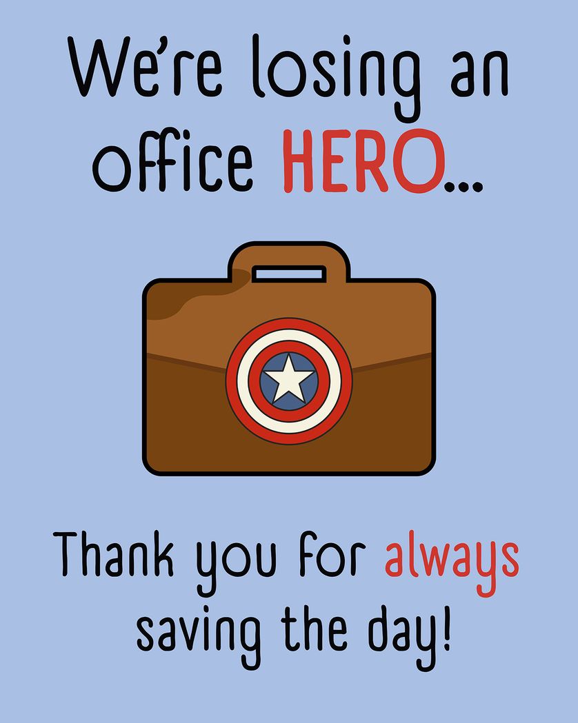 Card design "Office hero - group leaving"
