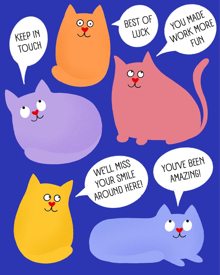 Card design "Cats Chorus - group leaving ecard"