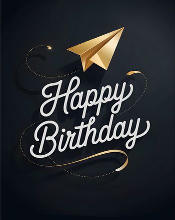 Use Golden Paper Plane - group birthday ecard