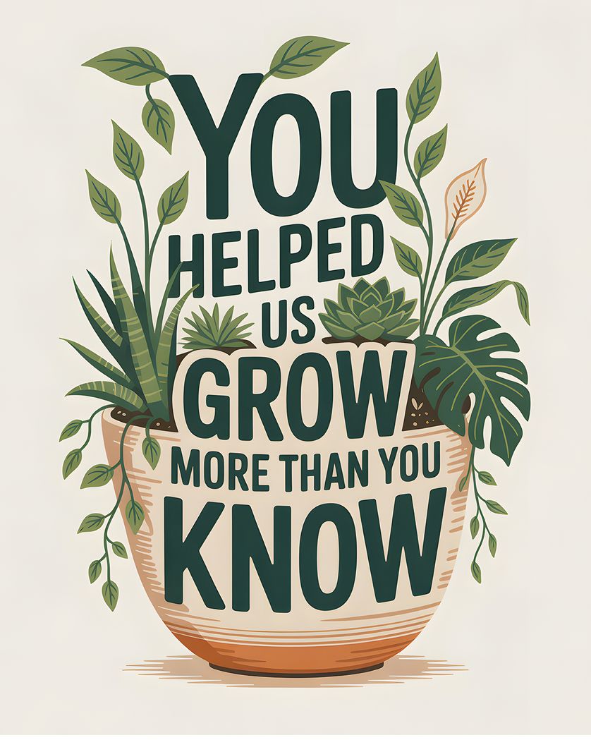 Card design "Plant love - group leaving ecard"