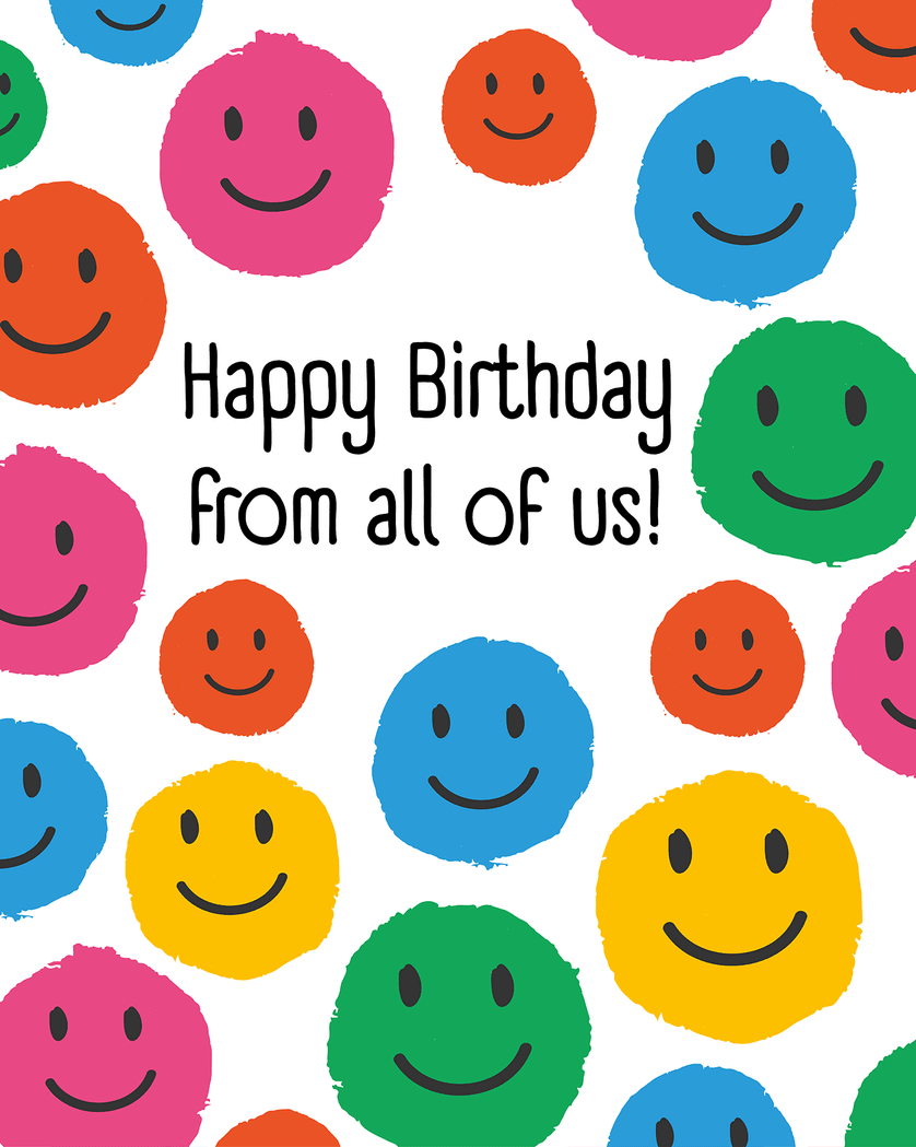 Card design "Smiley happy birthday - group ecard"