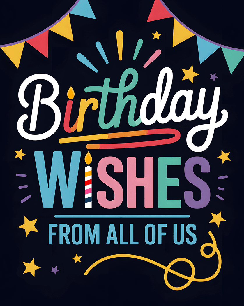 Card design "Black and Bright - group birthday ecard"