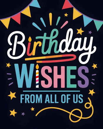 Use Black and Bright - group birthday ecard
