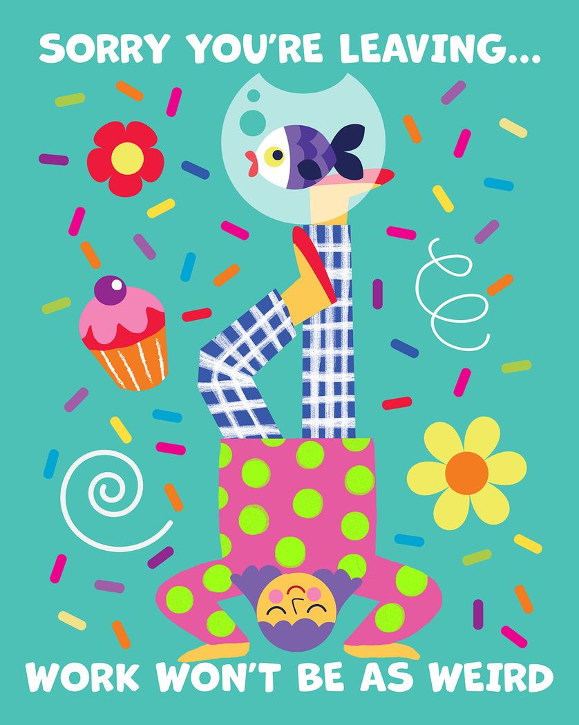 Card design "Kooky colleague - group leaving ecard"
