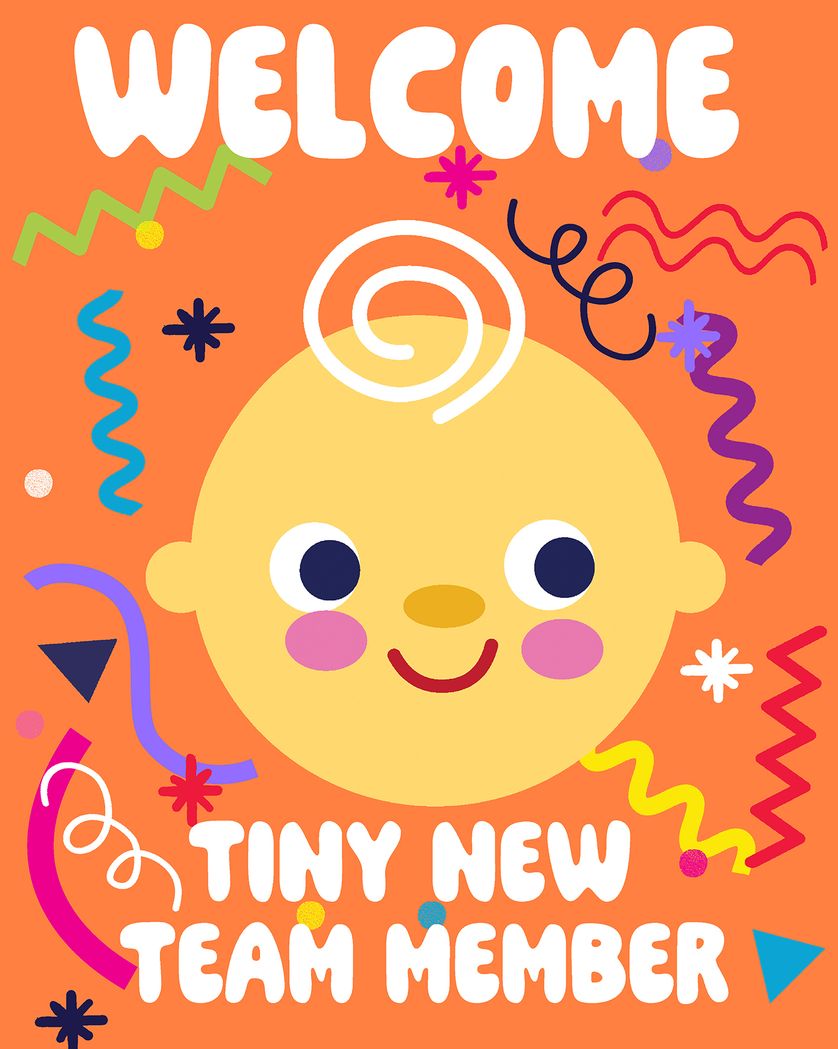 Card design "tiny colleague - group new baby ecard"