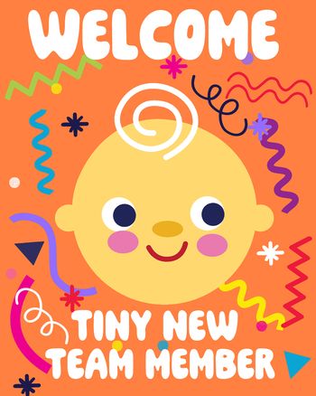 Use tiny colleague - group new baby ecard