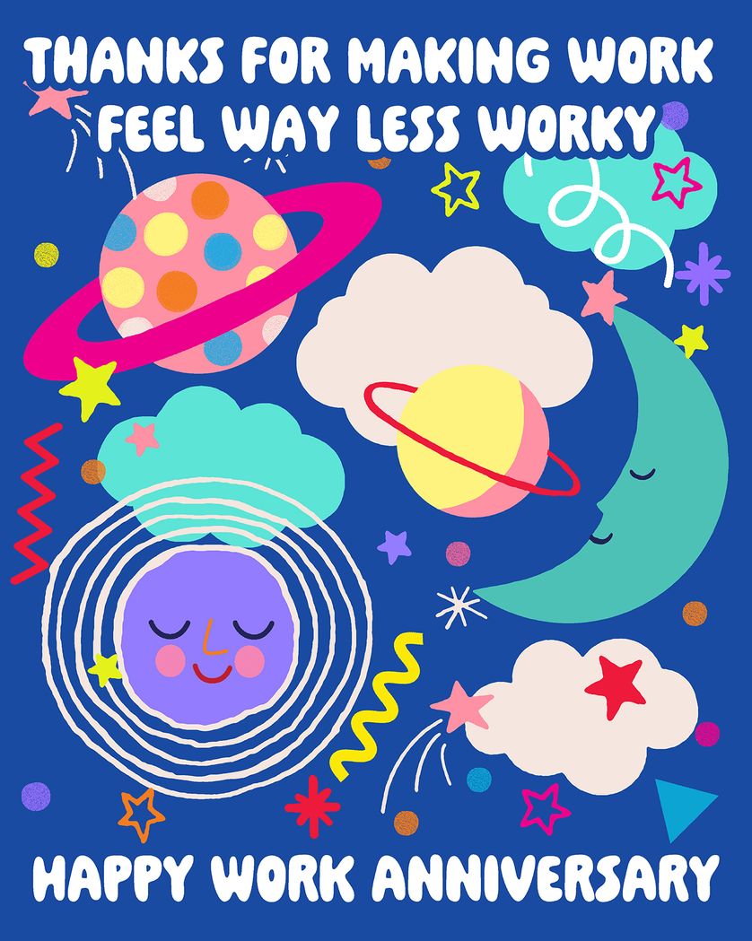 Card design "Worky universe - group anniversary ecard"