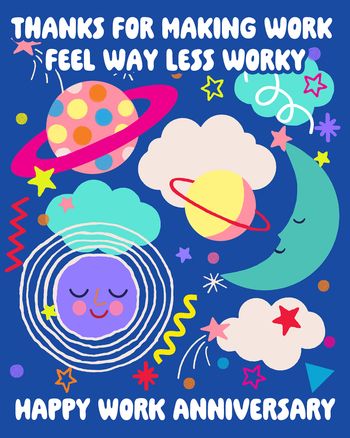 Use Worky universe - group anniversary ecard