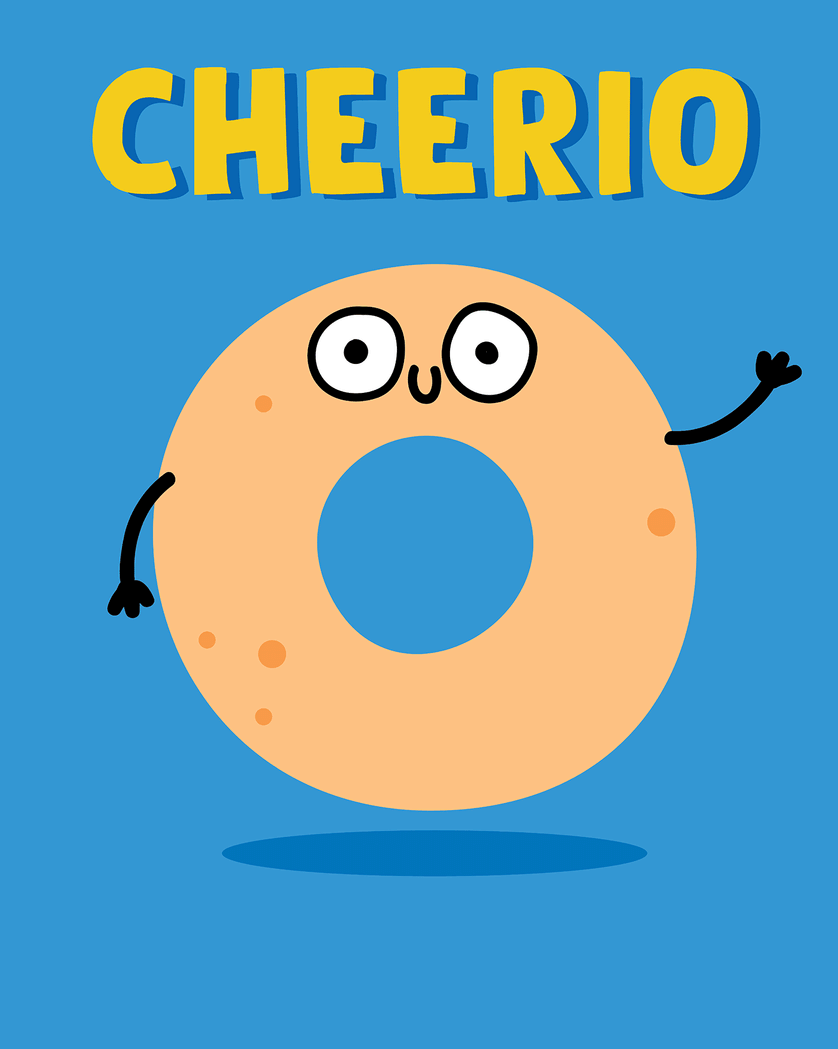 Card design "Cheerio - group leaving ecard"