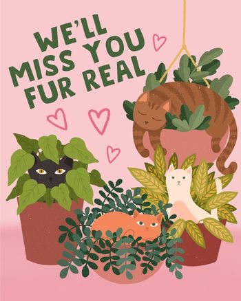 Use Cats in plants - group leaving ecard
