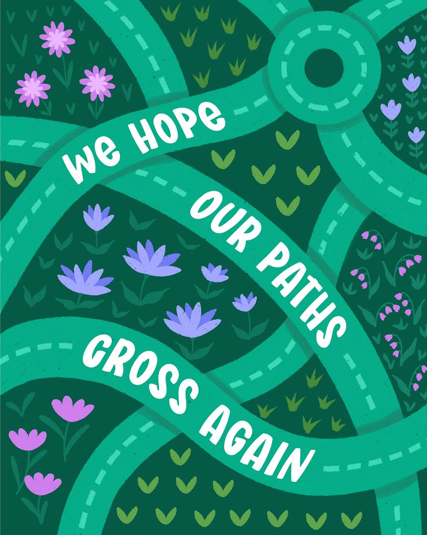 Card design "Spaghetti junction - group leaving ecard"