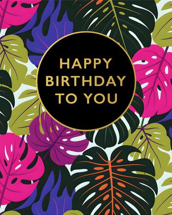 Use Jungle leaves - group birthday ecard
