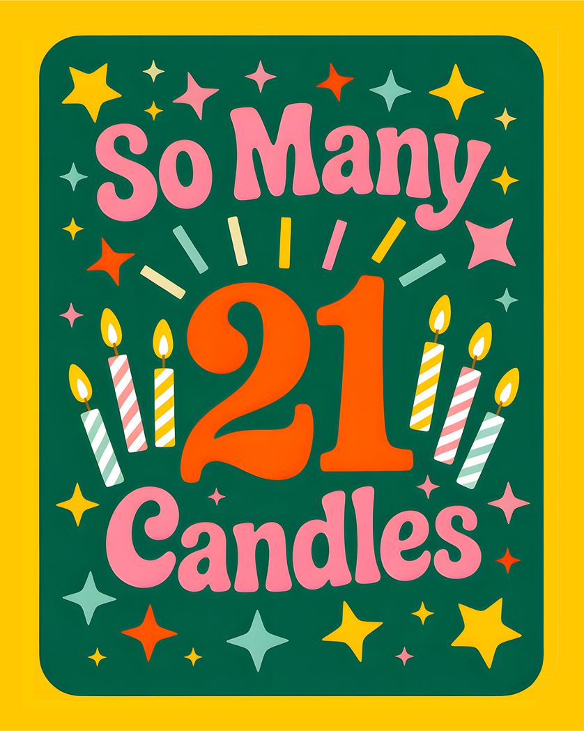 Card design "21 Candles - group birthday ecard"