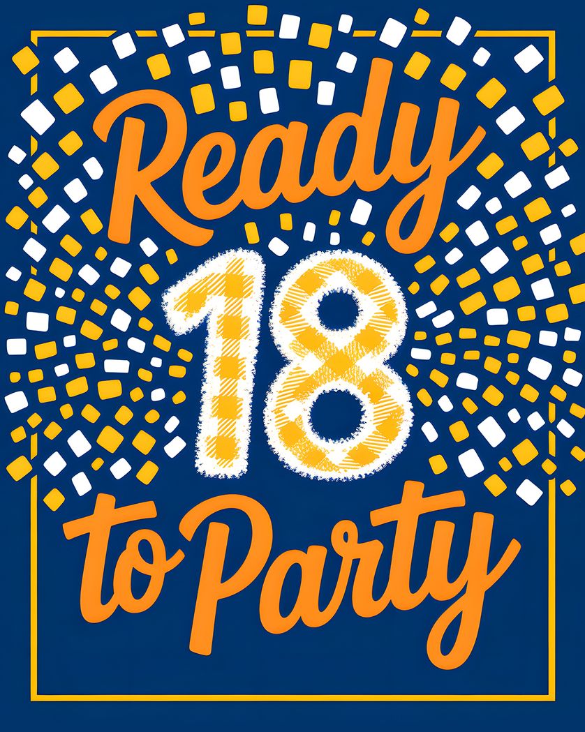 Card design "party like you're 18 - group birthday ecard"