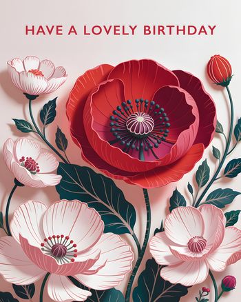 Use 3D flowers - group Birtdhay ecard