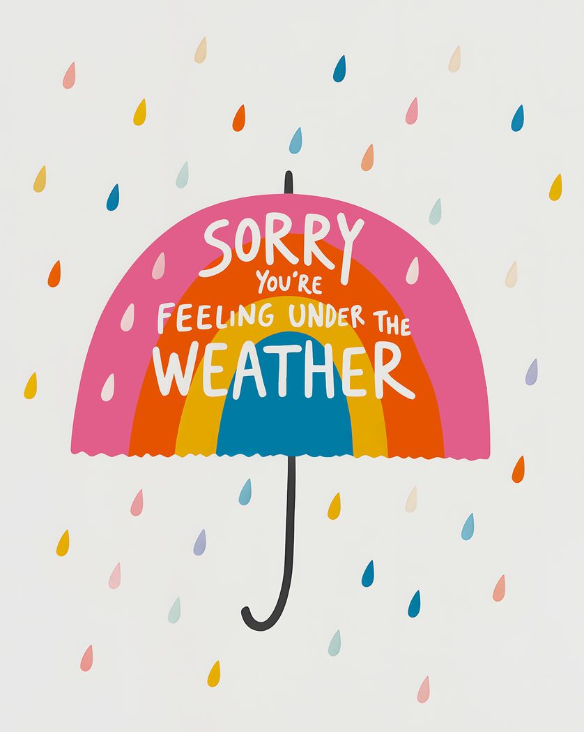 Card design "Rainbow brolly - group get well ecard"