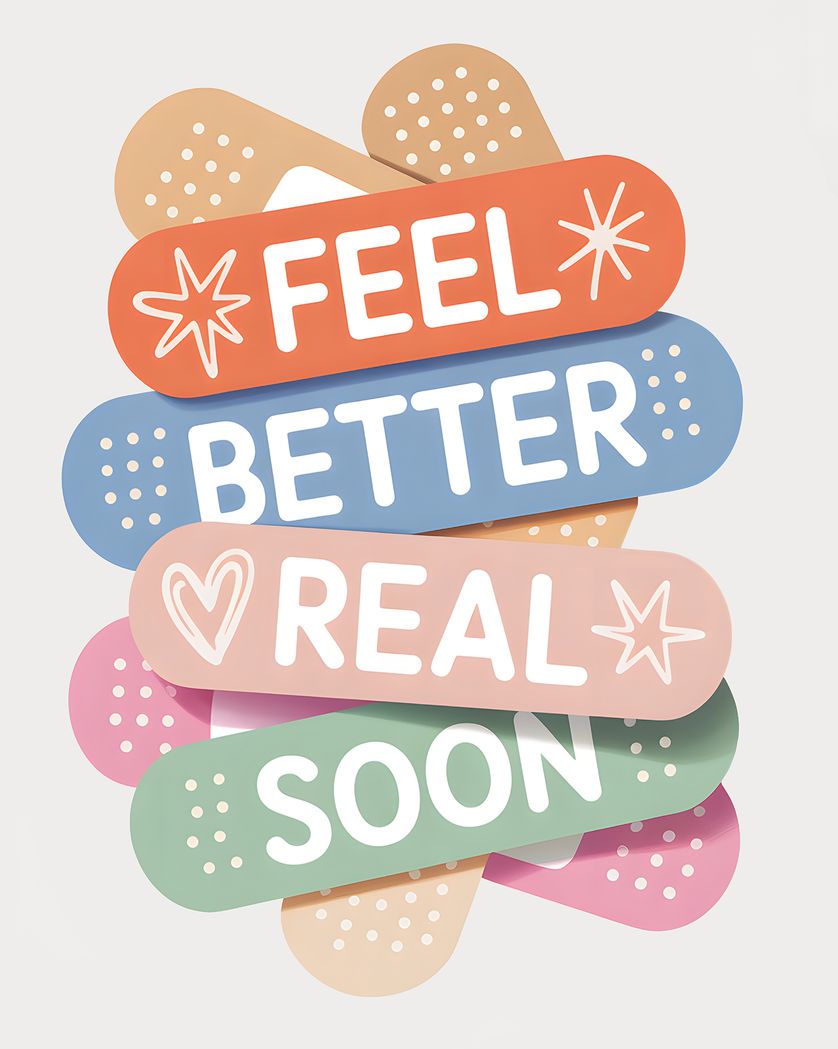 Card design "Band aid - group get well ecard"