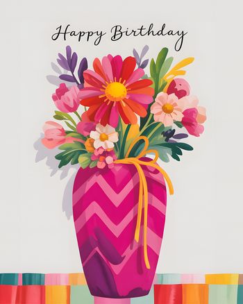 Use Watercolour vase - group birthday ecard