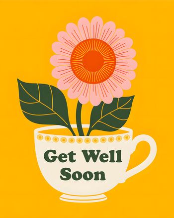 Use teacup flower - group get well ecard