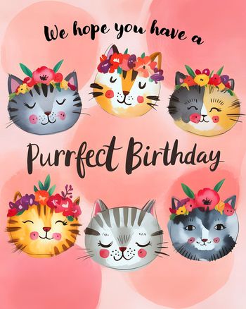 Use Pretty kitties - group birthday ecard