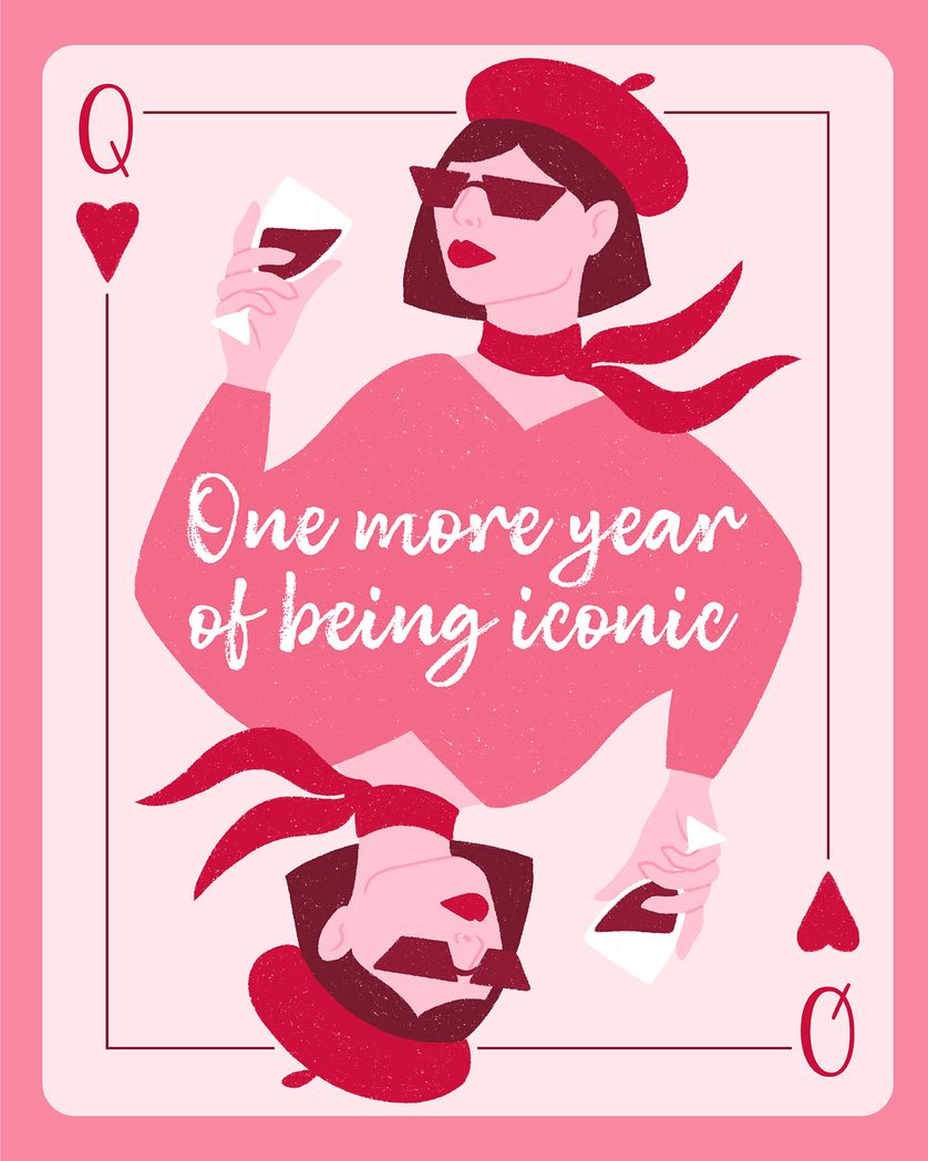 Card design "Birthday Queen - group birthday ecard"