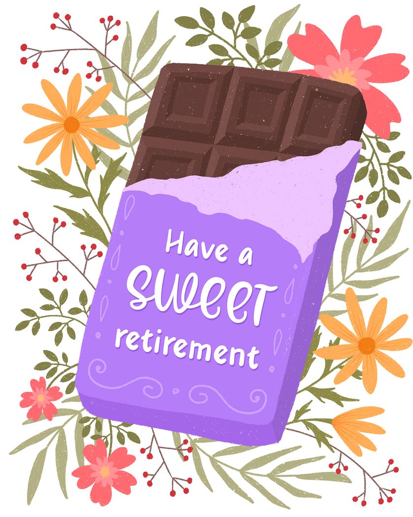 Card design "Sweet like chocolate - group retirement ecard"