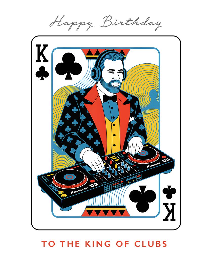 Card design "King of Clubs - group birthday ecard"