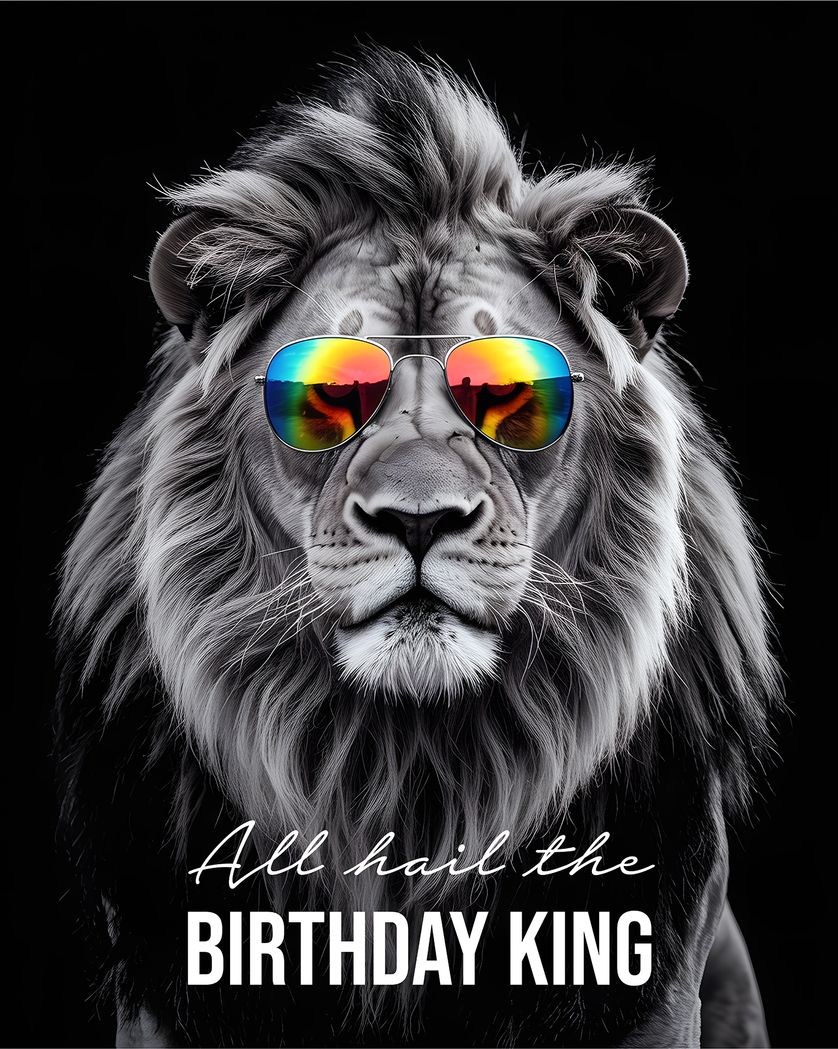 Card design "King of the Jungle - group birthday ecard"