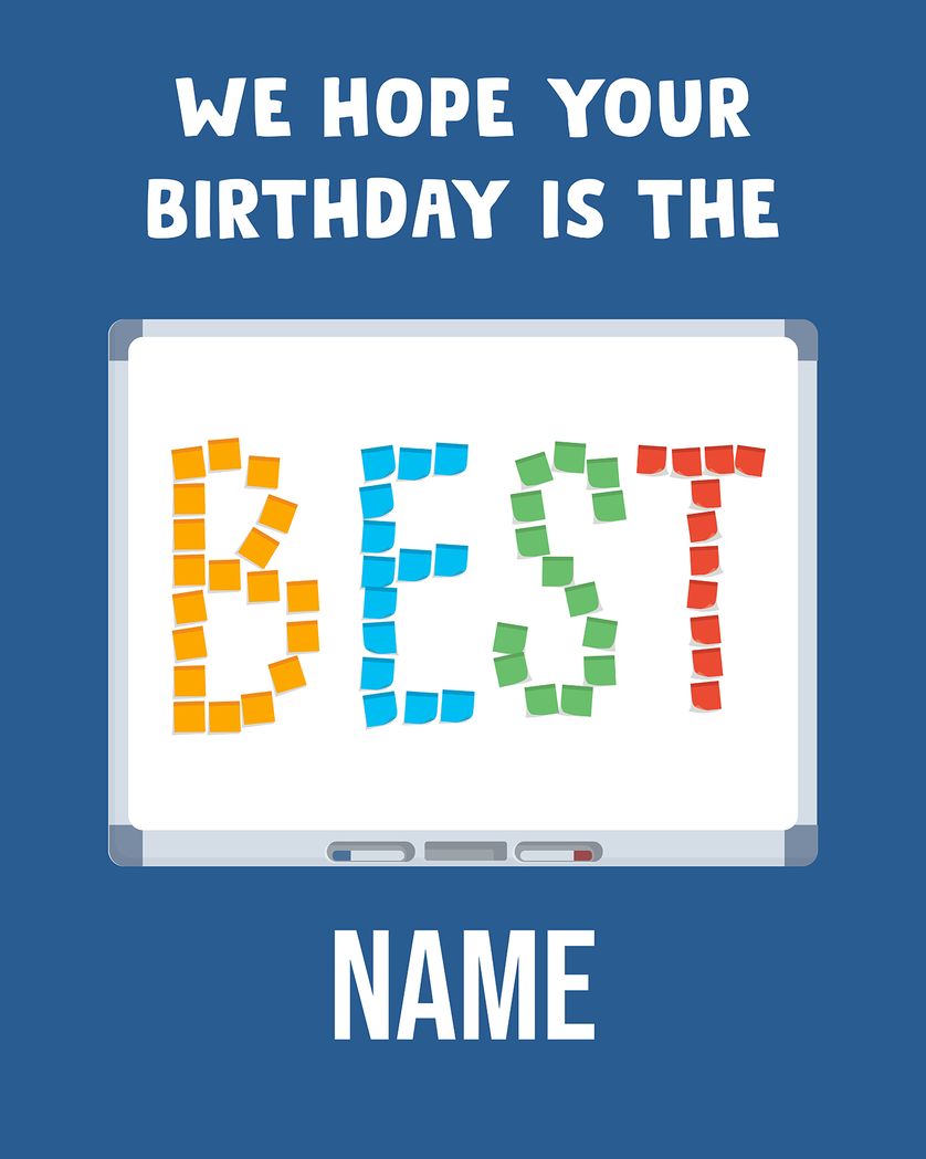 Card design "Whiteboard Wishes - group birthday ecard"