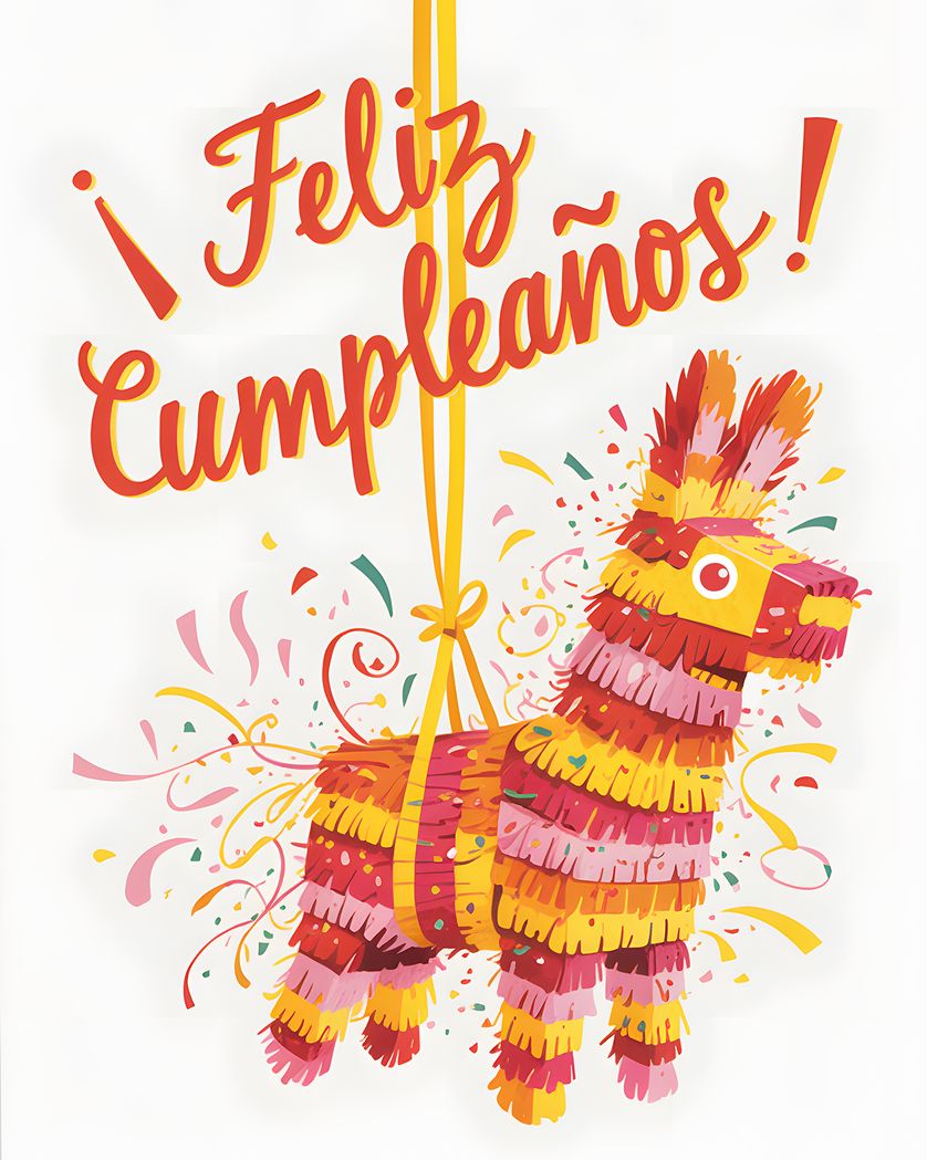 Card design "Pinata Fiesta - group birthday ecard"