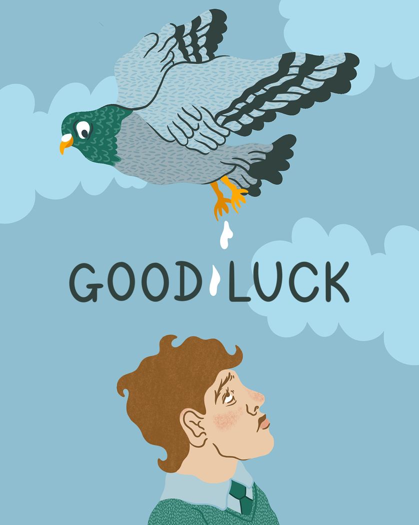Card design "That's lucky? - group good luck ecard"