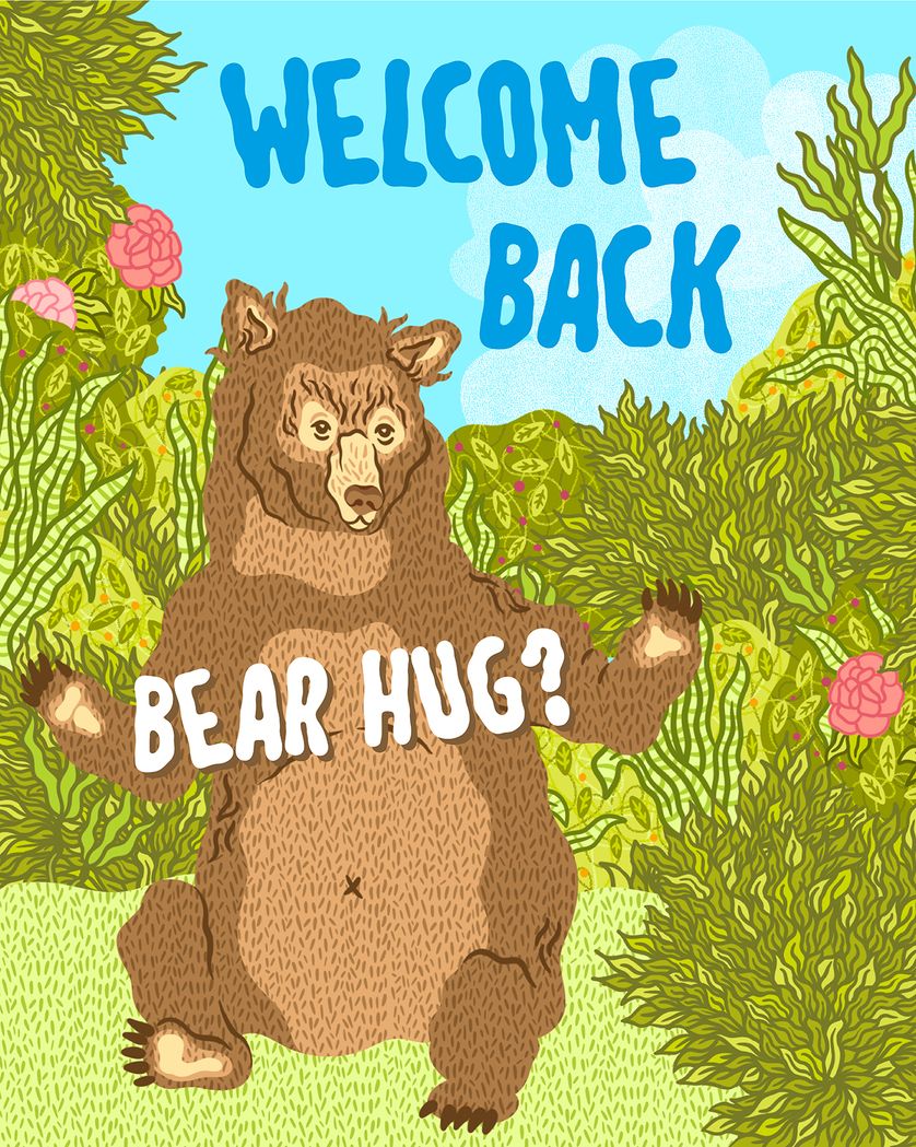 Card design "Bear Hugs - group welcome back ecard"