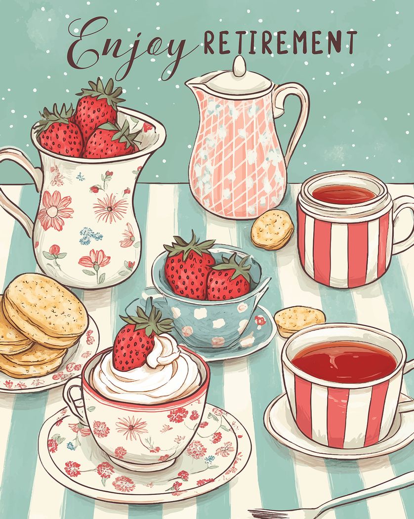 Card design "Afternoon tea - group retirement ecard"