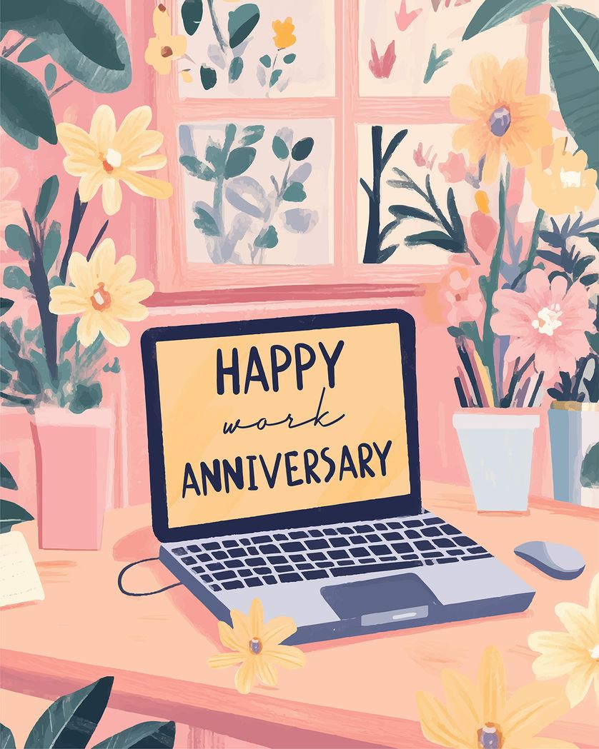 Card design "Pastel office - group anniversary ecard"