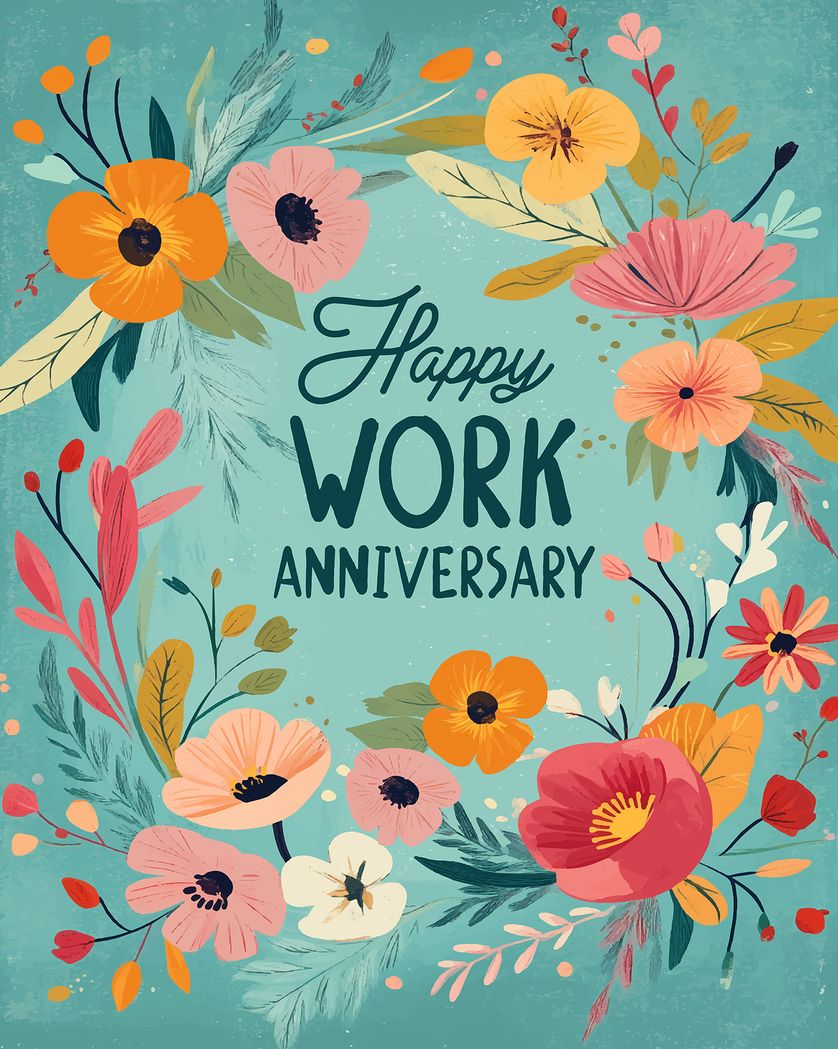 Card design "Floral anniversary - group ecard"