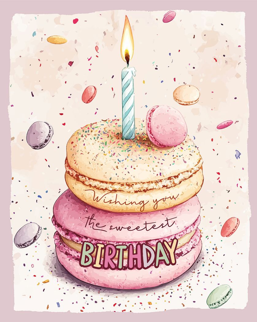Card design "Macaroon tower - group birthday ecard"