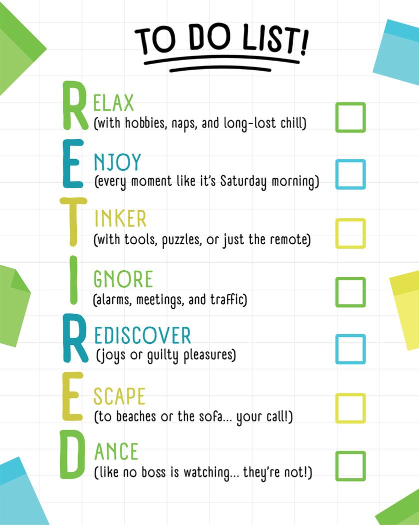 Card design "to do list - group retirment ecard"