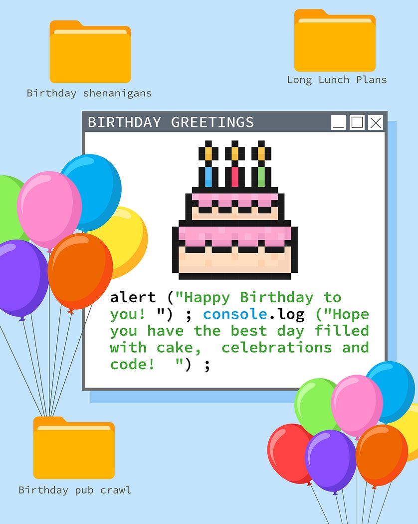 Card design "Birthday Pop-up - group ecard"