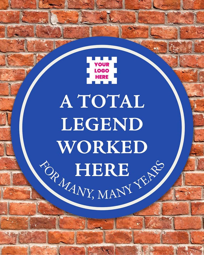 Card design "Blue Plaque - group Retirement and leaving ecard"