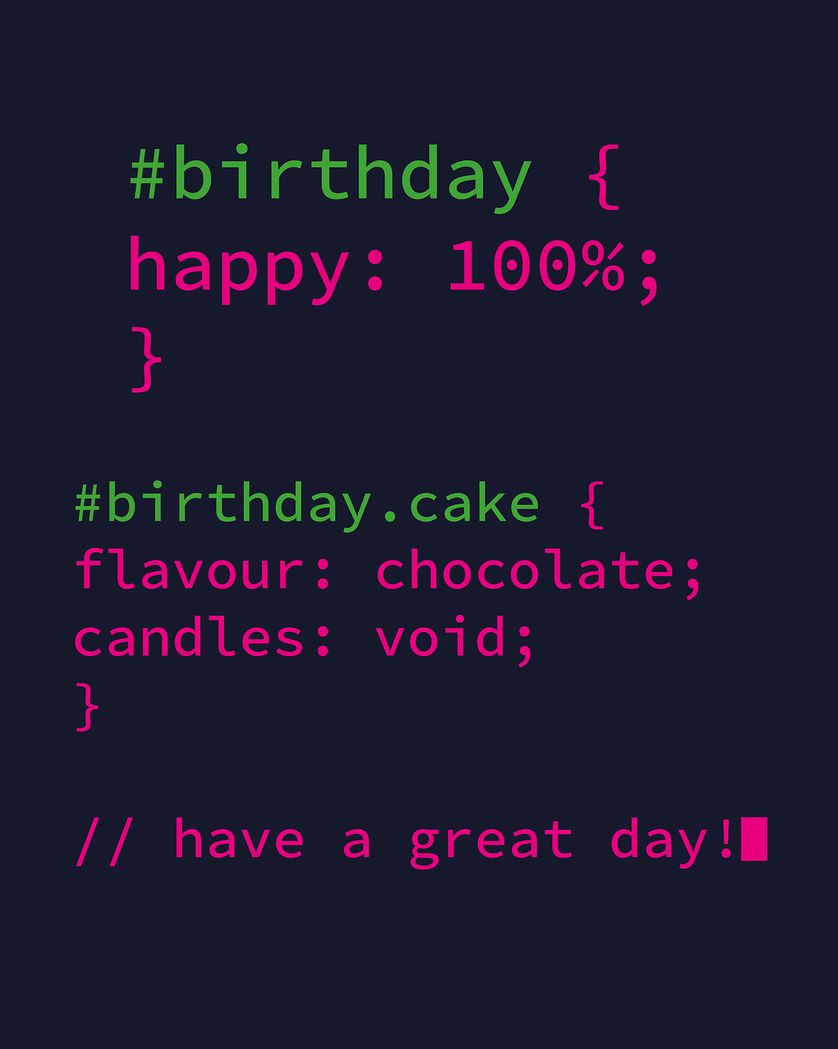 Card design "Birthday code - group ecard"