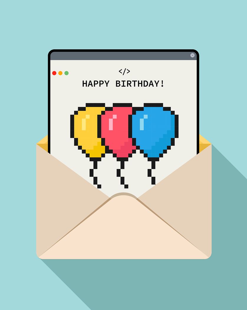 Card design "Pop-up card - group birthday ecard"