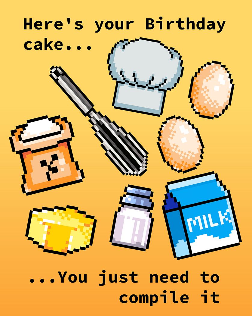 Card design "Compile your cake - group birthday ecard"