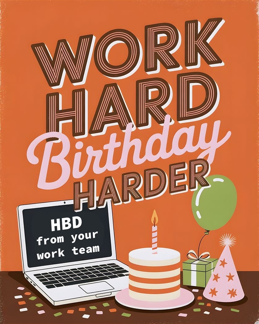 Card design "Birthday harder - group ecard"